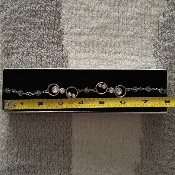 Swarovski Clear Crystal Circle Bracelet Silver Tone - Picture 2 of 4